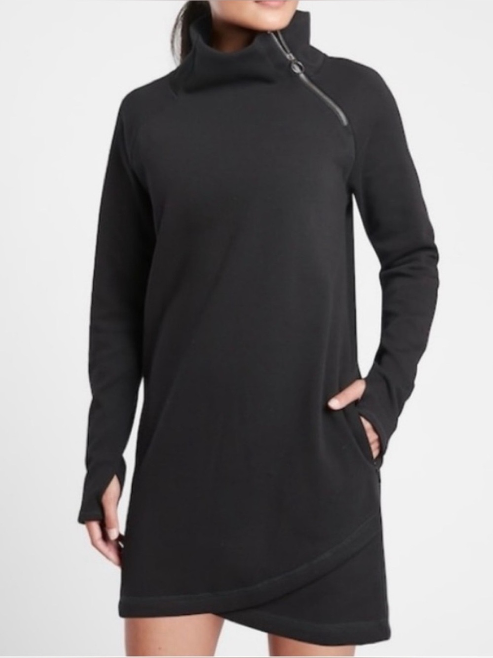 Athleta Cozy Karma Black Sweatshirt Dress | Size small